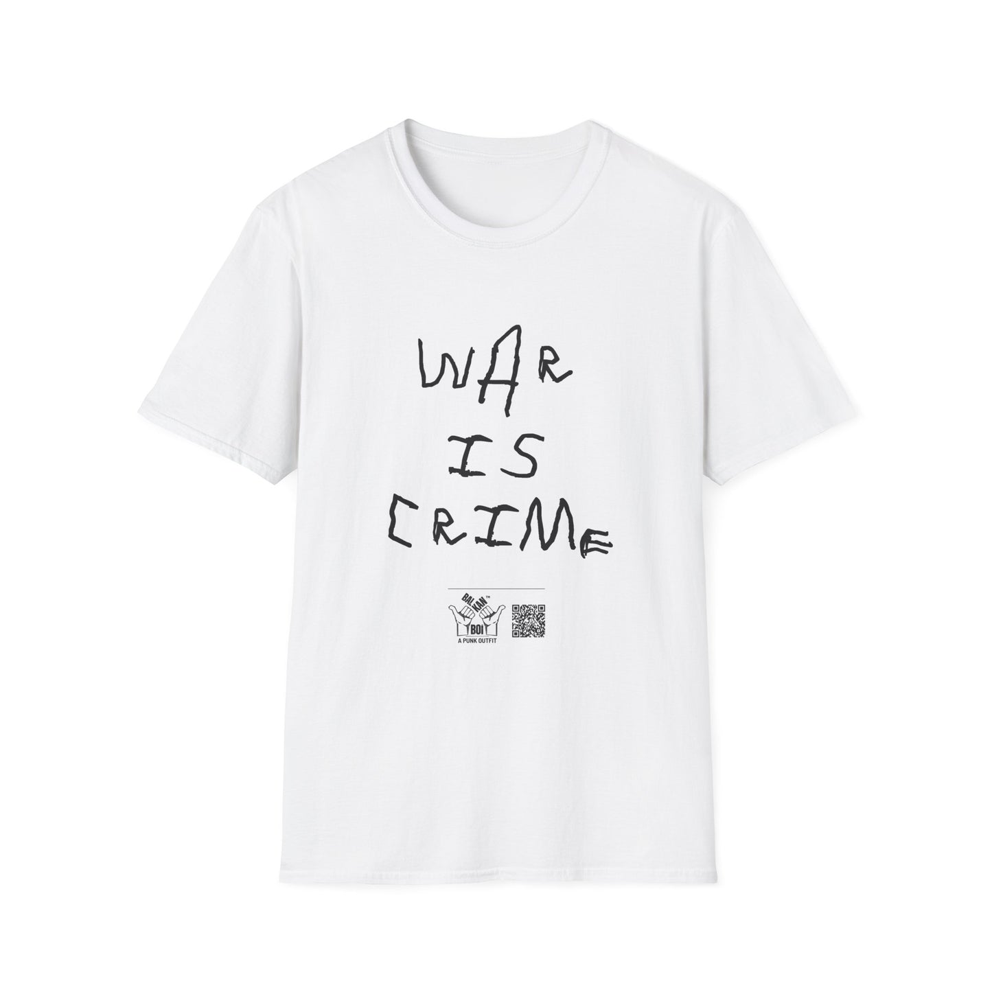 War Is Crime - Child's Handwriting White Unisex Softstyle T-Shirt