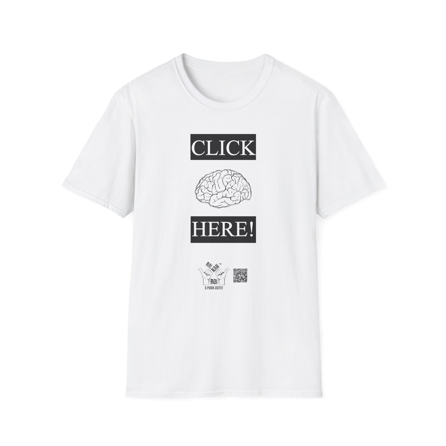 Click Here - Brain Unisex Softstyle T-Shirt