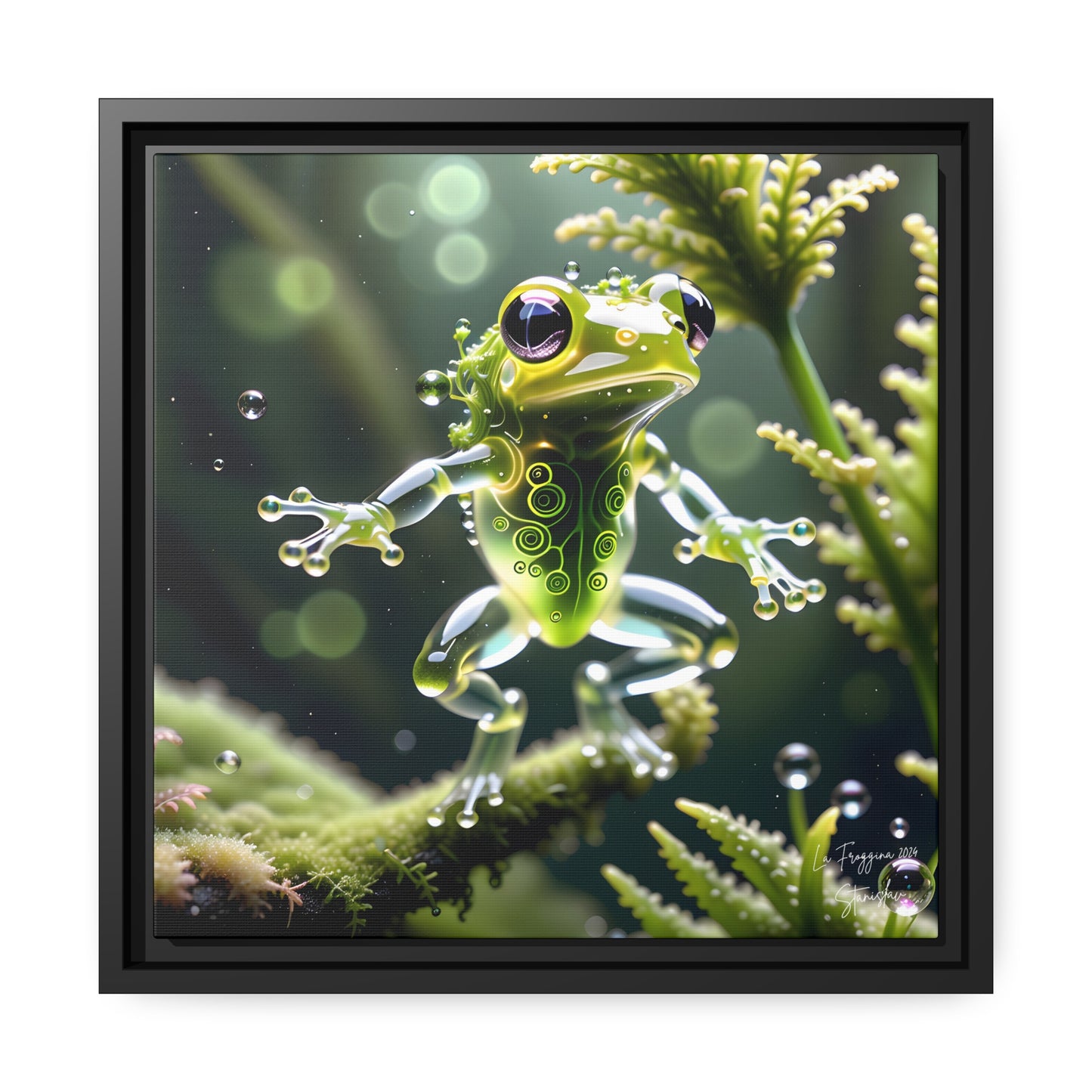 La Froggina - 14"x14" Matte Canvas, Black Frame