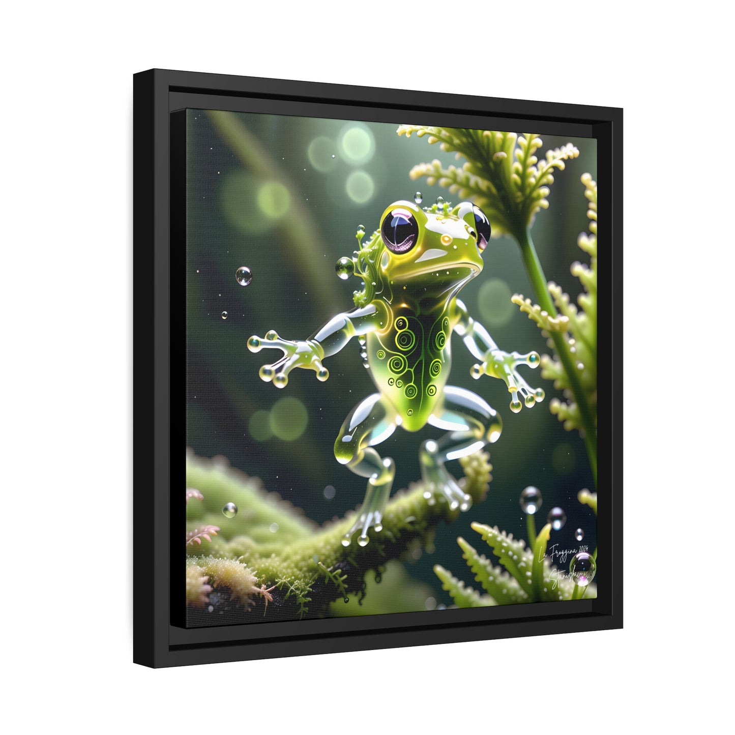 La Froggina - 14"x14" Matte Canvas, Black Frame