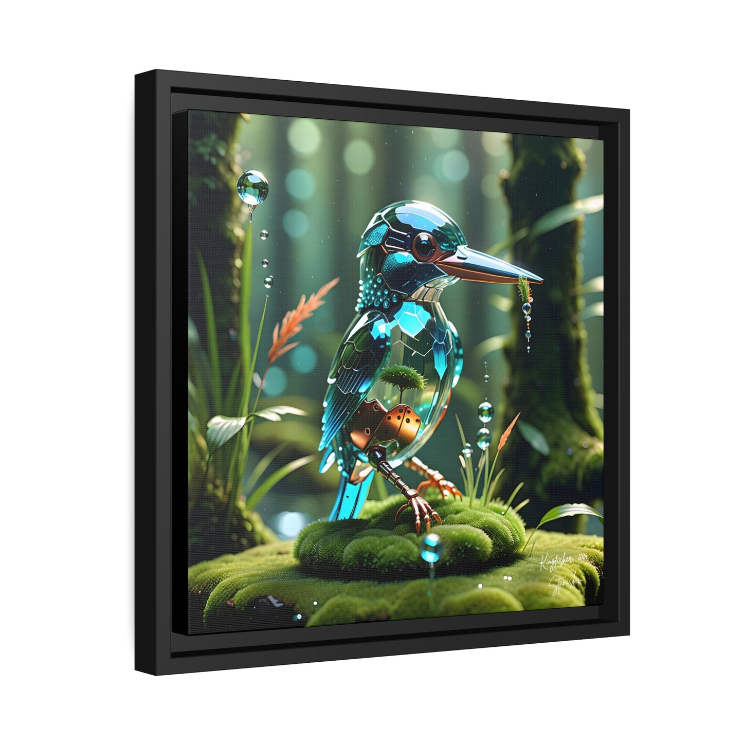 Kingfisher - 14"x14" Matte Canvas, Black Frame