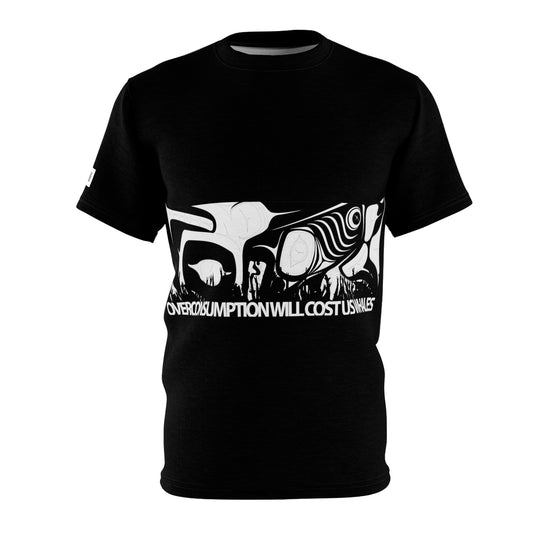 Overconsumption Will Cost Us Whales Unisex AOP Cut & Sew Tee