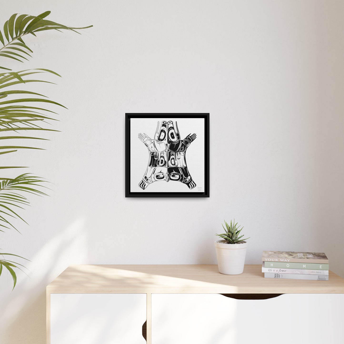 Polar Bear Matte Canvas, Black Frame