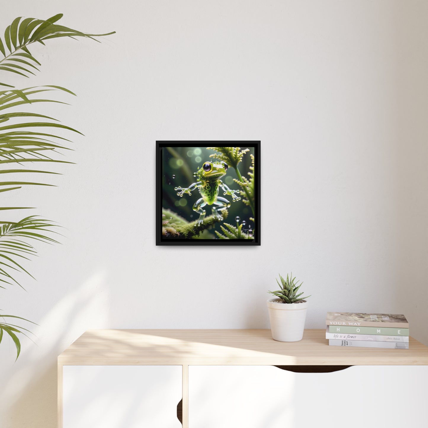 La Froggina - 14"x14" Matte Canvas, Black Frame