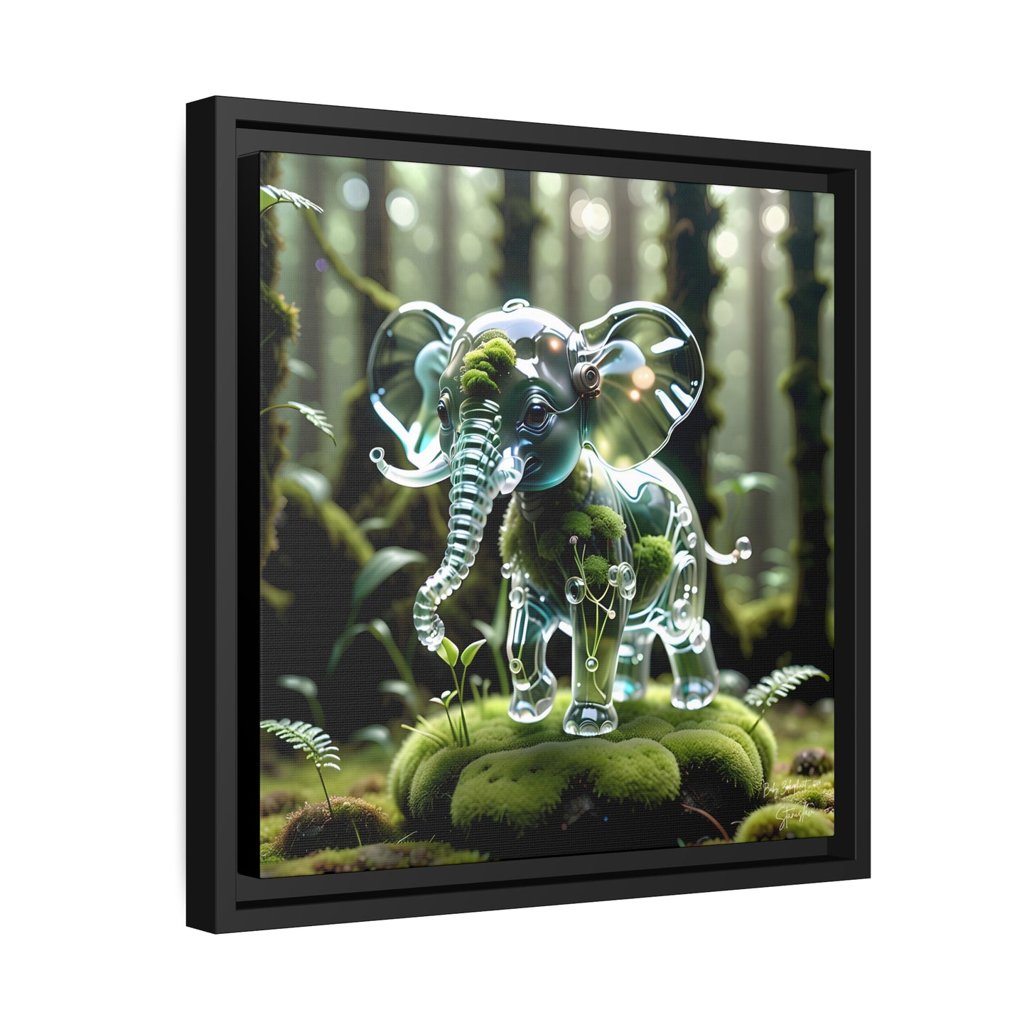 Baby Zelenphant - 14"x14" Matte Canvas, Black Frame