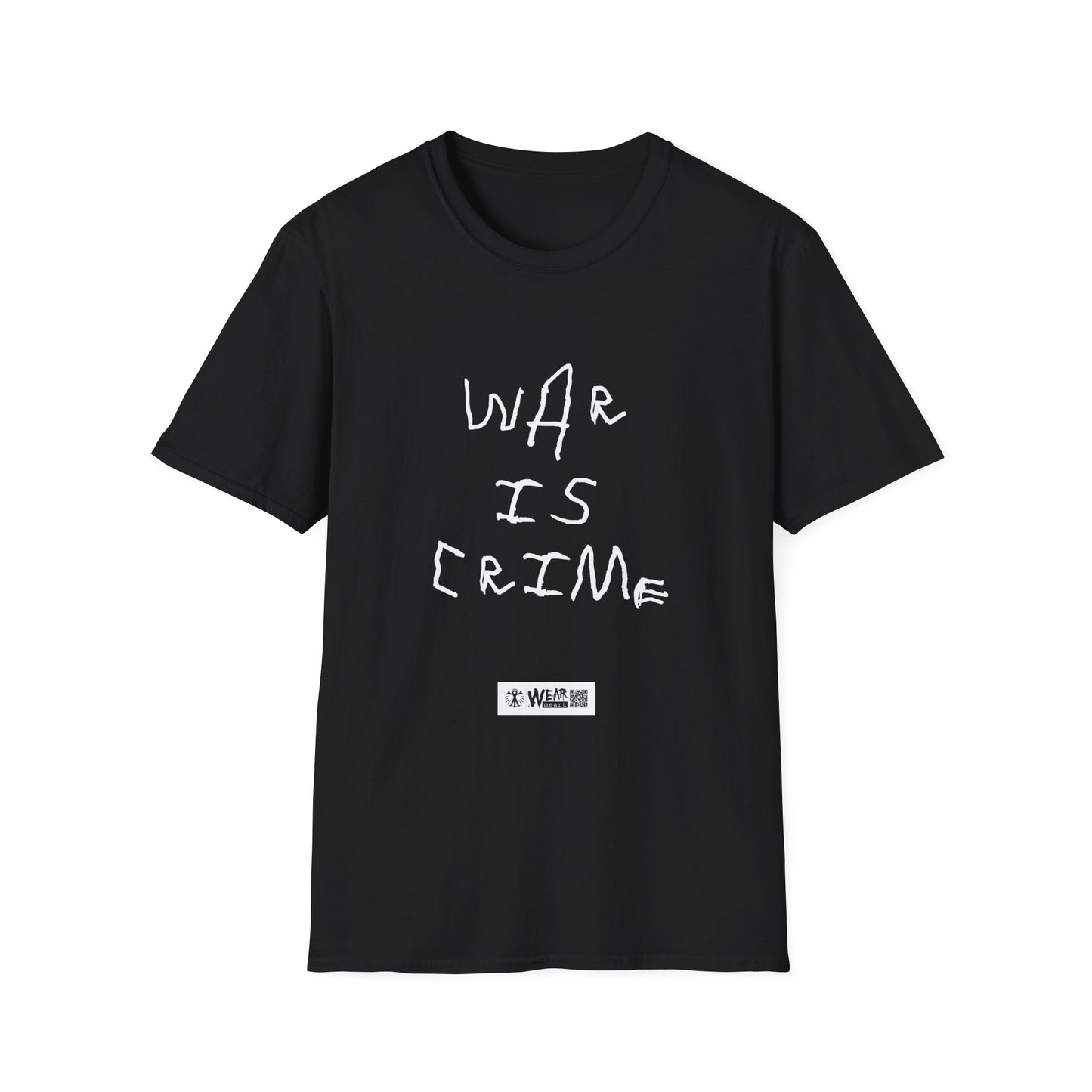 War Is Crime Child's Handwriting Black Unisex Softstyle T-Shirt