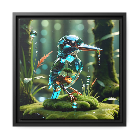 Kingfisher - 14"x14" Matte Canvas, Black Frame