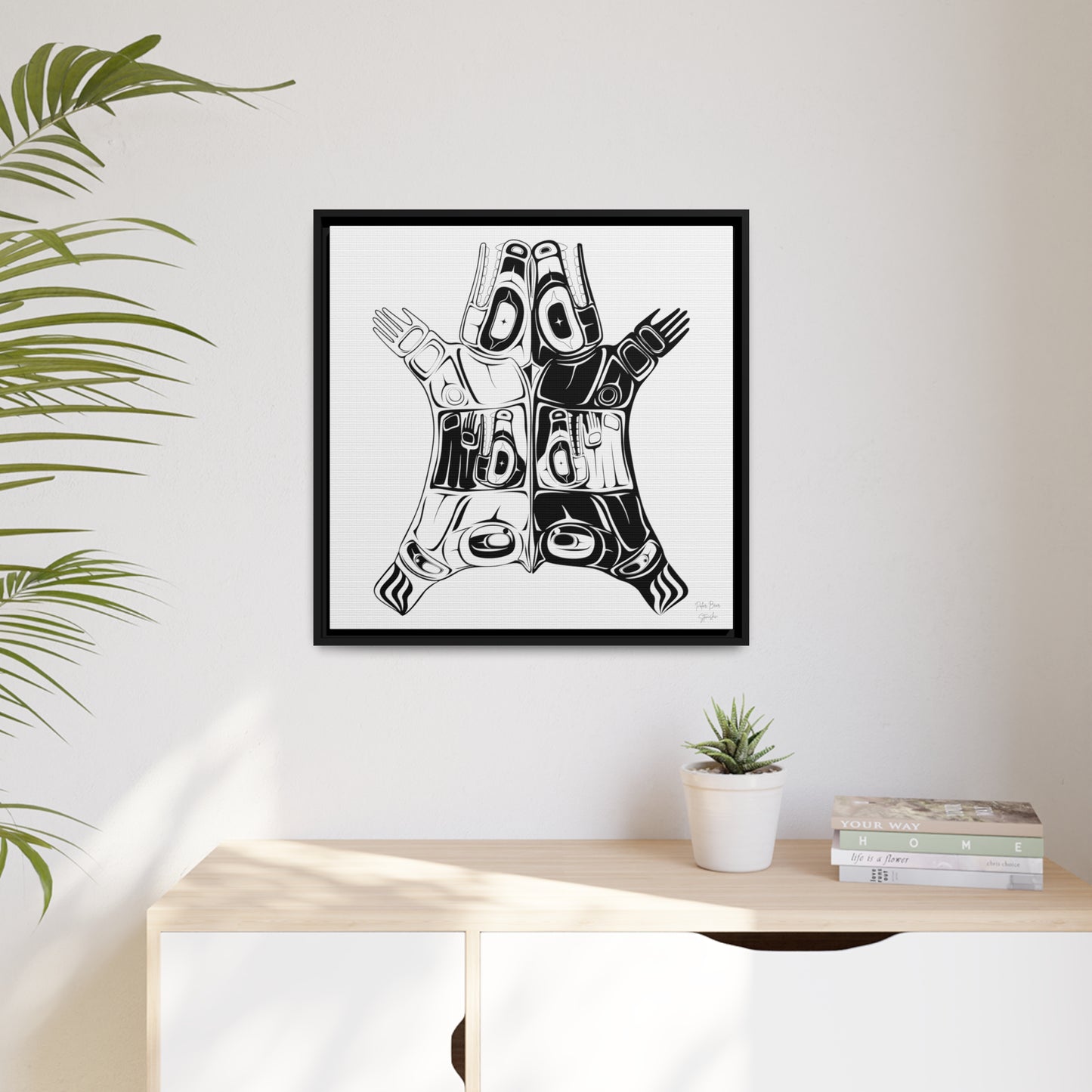 Polar Bear Matte Canvas, Black Frame