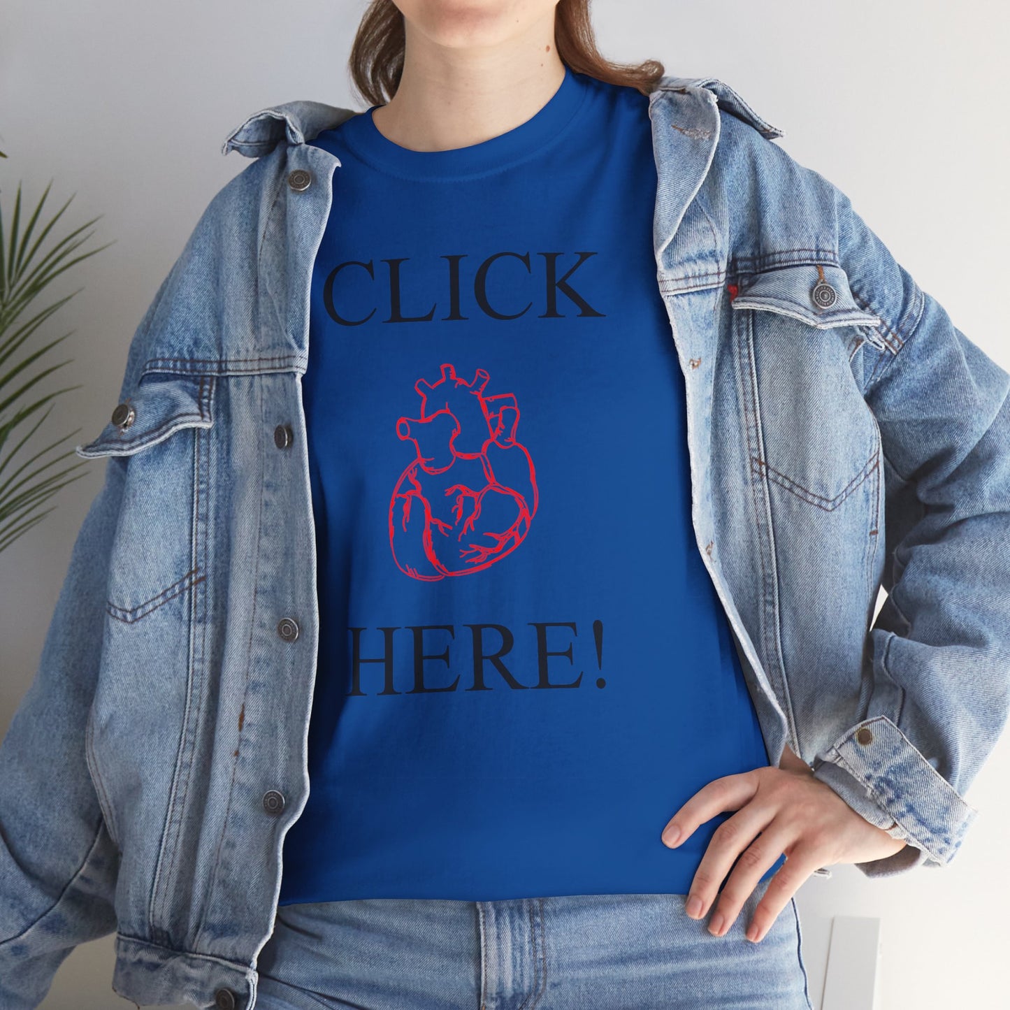 Click Here Heart Unisex Heavy Cotton Tee