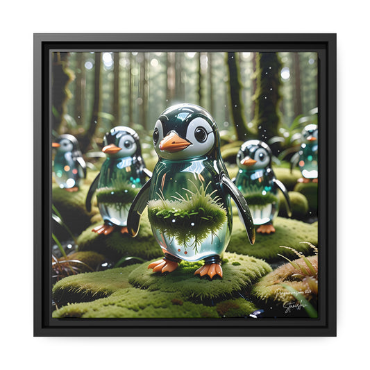 Penguinvasion - 14"x14" Matte Canvas, Black Frame