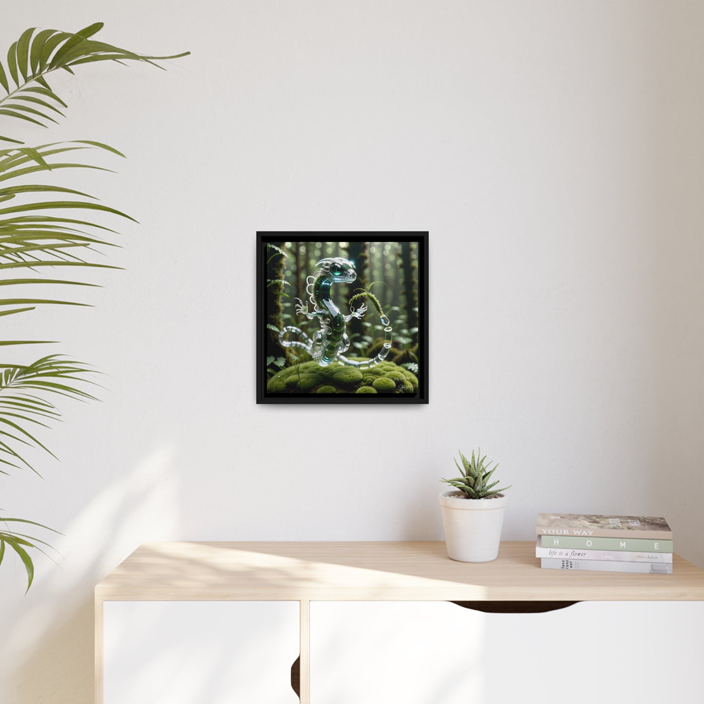 Baby Glass Dragon - 14"x14" Matte Canvas, Black Frame