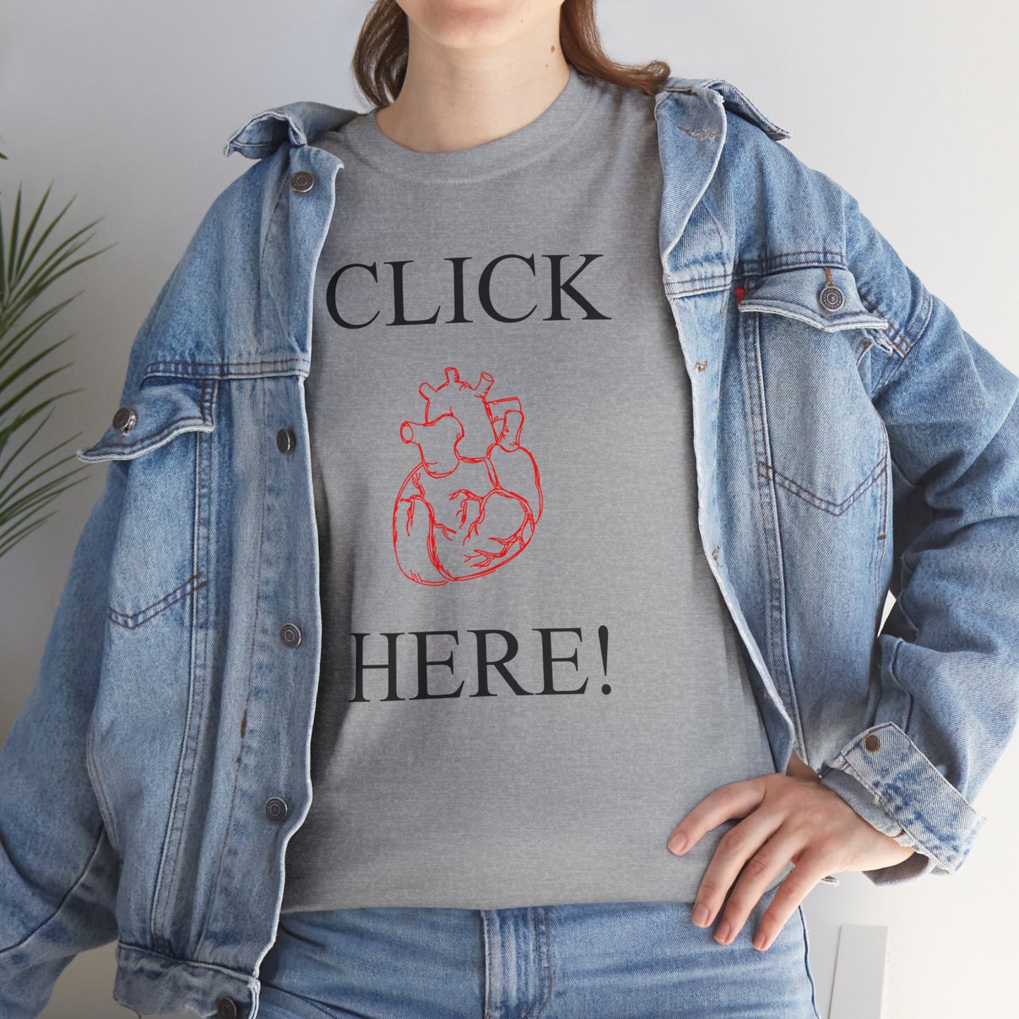 Click Here Heart Unisex Heavy Cotton Tee