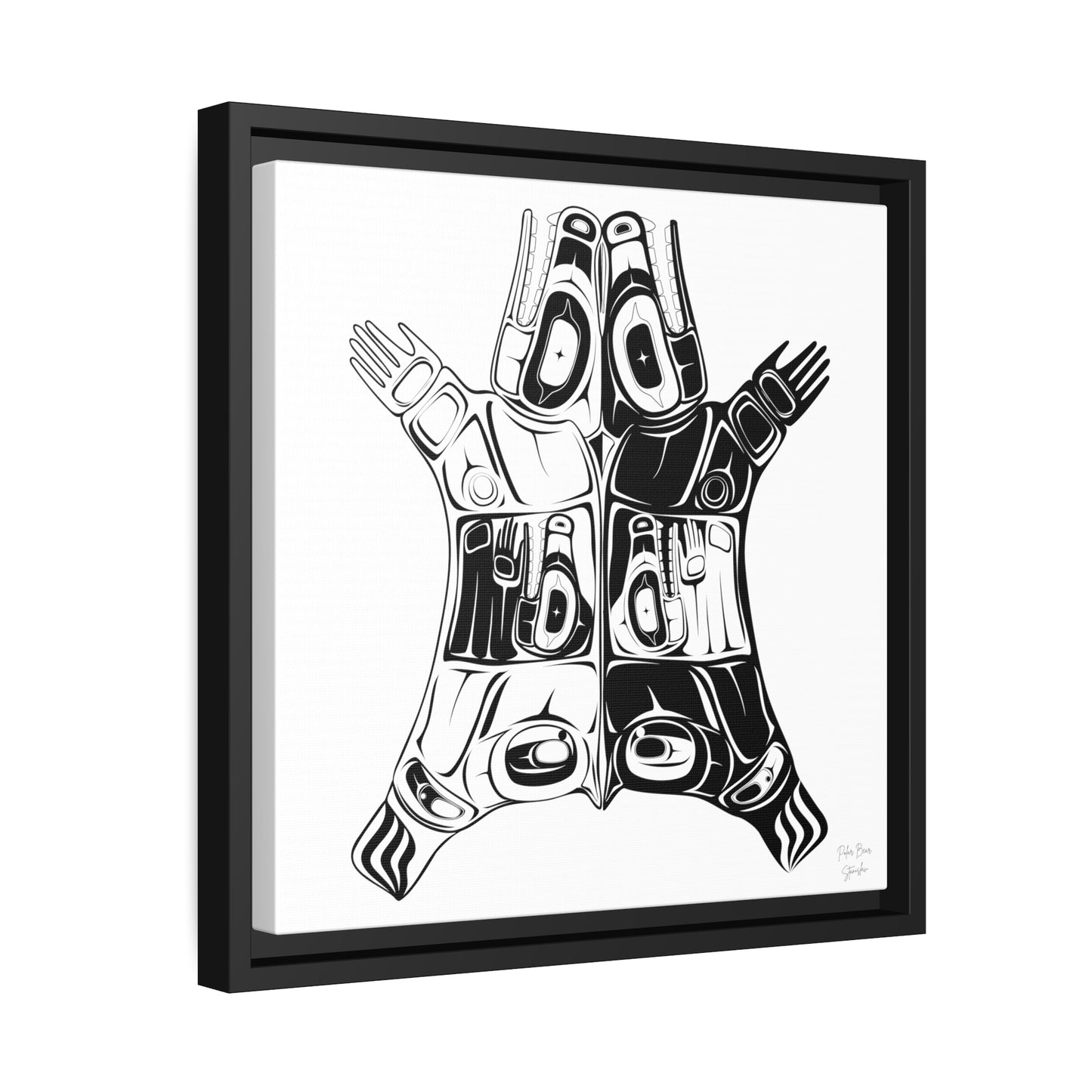 Polar Bear Matte Canvas, Black Frame