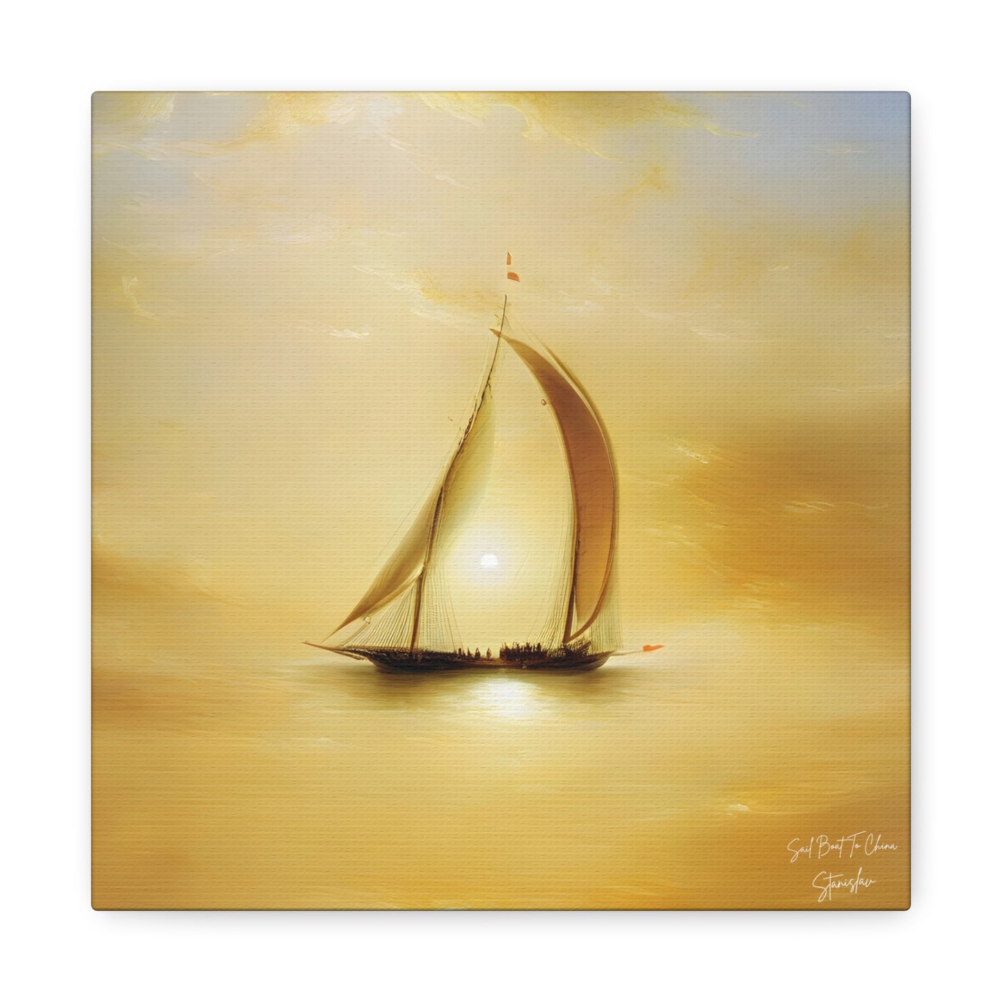 Sail Boat To China, After Rembrandt & Turner Matte Canvas, Stretched, 1.25"