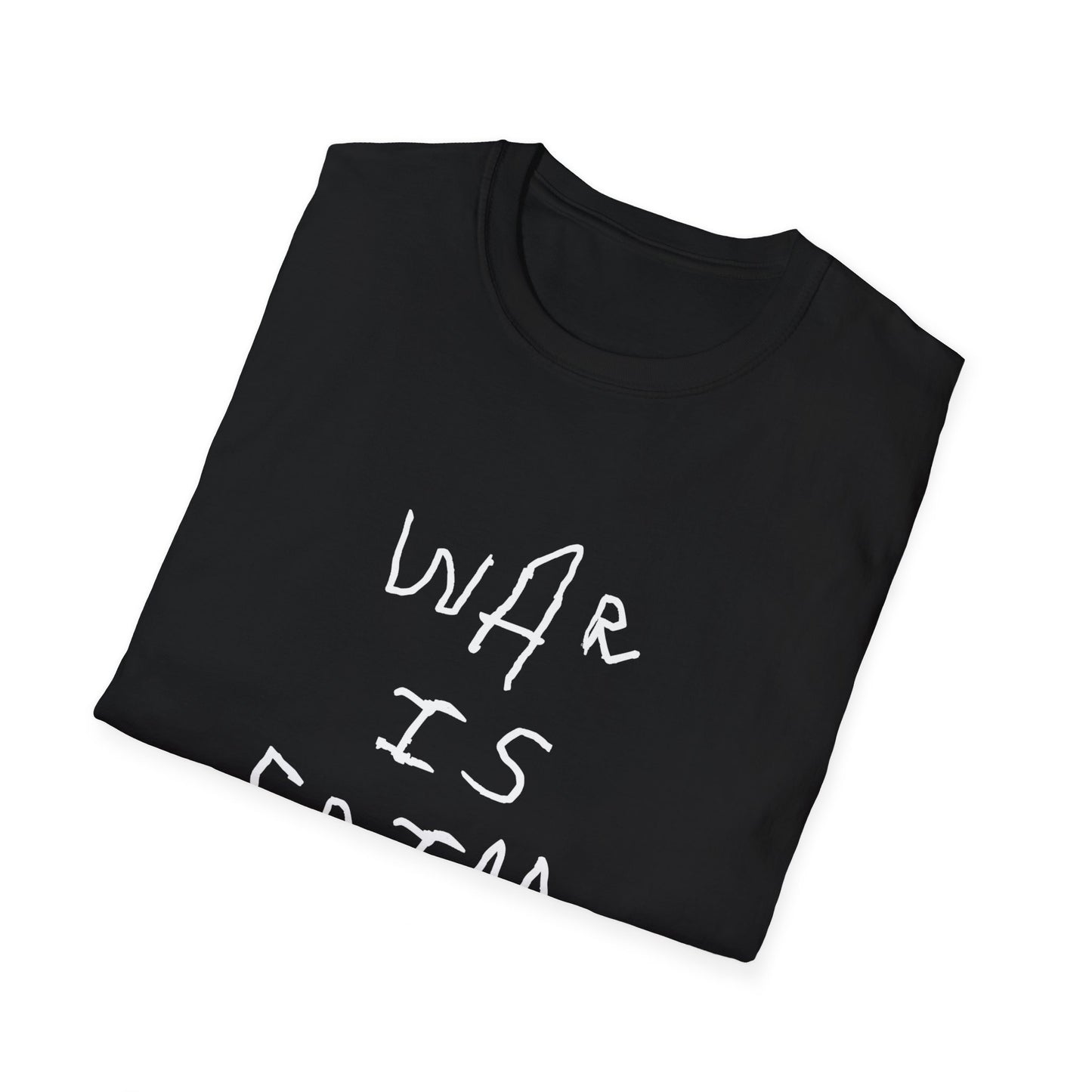 War Is Crime Child's Handwriting Black Unisex Softstyle T-Shirt